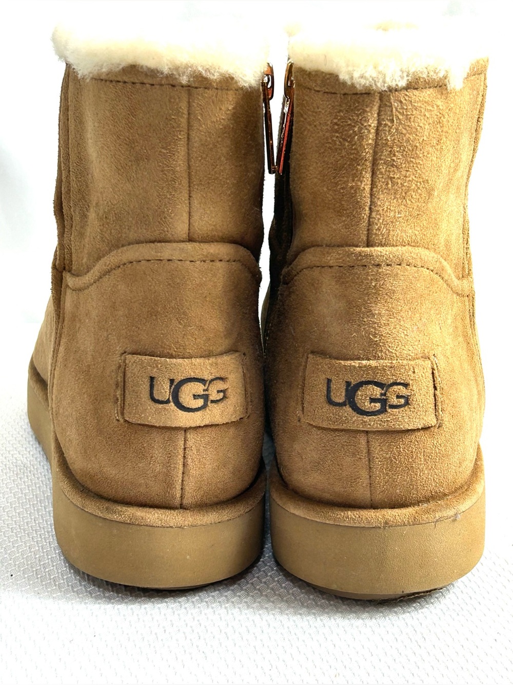 UGG Women’s Size 7 Chestnut Brown Suede Classic Mini BLVD Boots Size Zipper Shoe